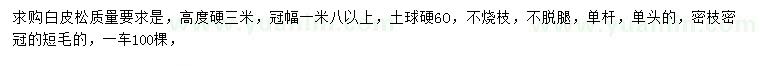 求購(gòu)高3米白皮松