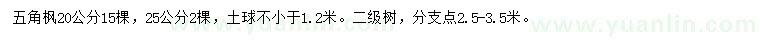 求購(gòu)20、25公分五角楓