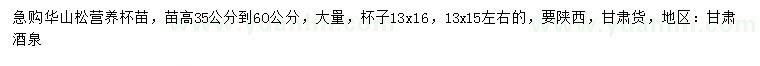 求購高35-60公分華山松