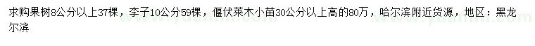 求購蘋果樹、李子樹、偃伏萊木小苗