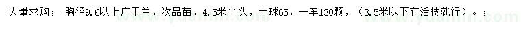 求購(gòu)胸徑9.6公分以上廣玉蘭