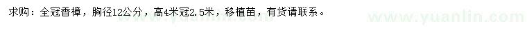 求購(gòu)胸徑12公分香樟
