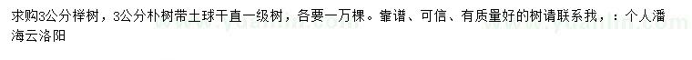 求購3公分櫸樹、樸樹