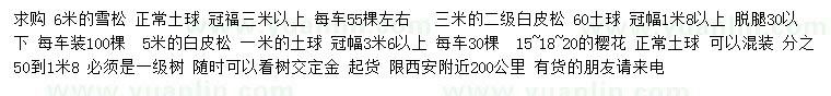 求購(gòu)雪松、白皮松、櫻花