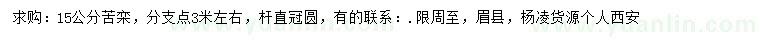 求購15公分苦欒
