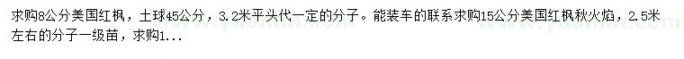 求購(gòu)8、15公分美國(guó)紅楓
