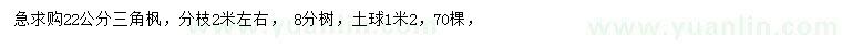 求購22公分三角楓