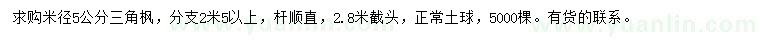 求購米徑5公分三角楓