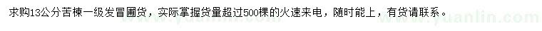 求購13公分苦楝