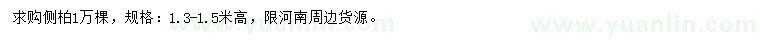 求購高1.3-1.5米側(cè)柏