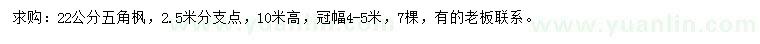 求購22公分五角楓