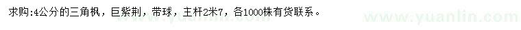 求購(gòu)4公分三角楓、巨紫荊