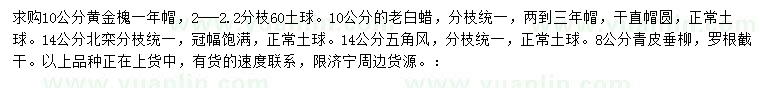 求購黃金槐、老白蠟、北欒等