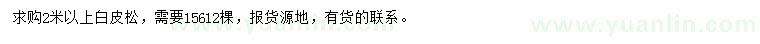 求購2米以上白皮松