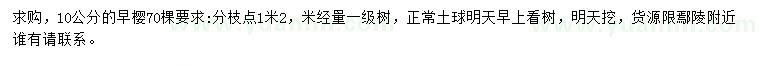 求購(gòu)10公分早櫻