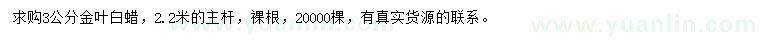 求購(gòu)3公分金葉白蠟