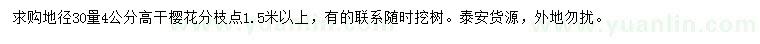 求購地徑30量4公分高桿櫻花