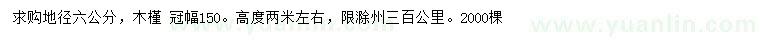 求購(gòu)地徑6公分木槿