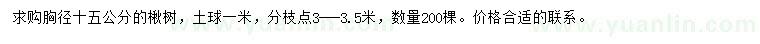 求購胸徑15公分楸樹