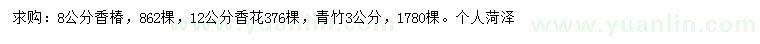 求購(gòu)8公分香椿、12公分香花槐、3公分青竹