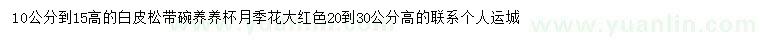 求購高10-15公分白皮松、20-30公分大紅月季