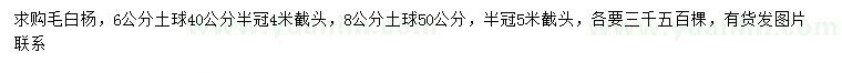 求購(gòu)6、8公分毛白楊