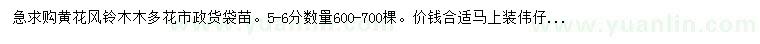 求購5-6公分黃花風(fēng)鈴木