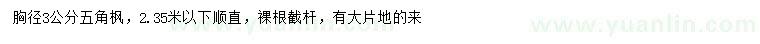 求購(gòu)胸徑3公分五角楓