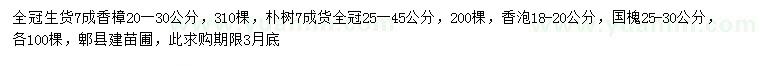 求購(gòu)香樟、樸樹(shù)、香泡等