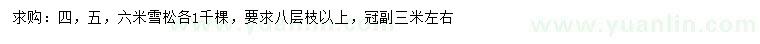 求購(gòu)4、5、6米雪松