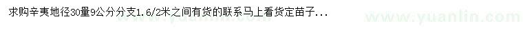 求購地徑30量9公分辛夷