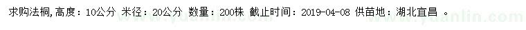 求購米徑20公分法桐