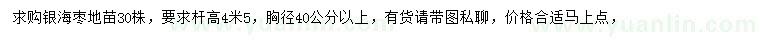 求購胸徑40公分以上銀海棗