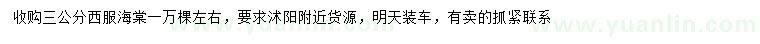 求購3公分西府海棠