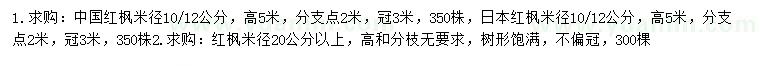 求購中國紅楓、日本紅楓、紅楓