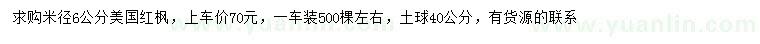 求購米徑6公分美國紅楓
