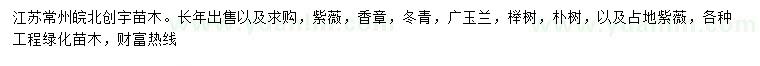 求購紫薇、香樟、冬青等