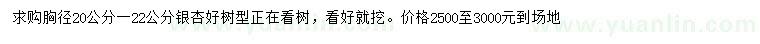 求購胸徑20-22公分銀杏