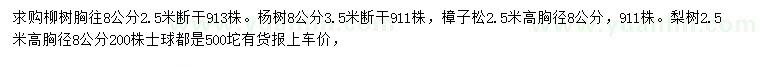 求購柳樹、楊樹、樟子松等