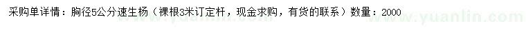 求購胸徑5公分速生楊
