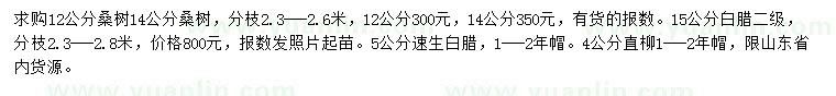 求購(gòu)桑樹、白蠟、速生白蠟等