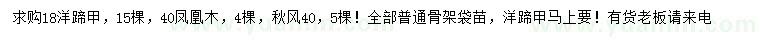 求購羊蹄甲、鳳凰木、秋楓