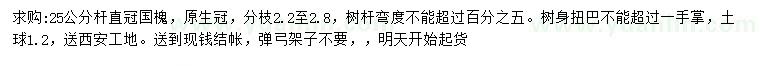求購(gòu)25公分國(guó)槐