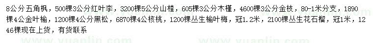 求購五角楓、紅葉李、山楂等