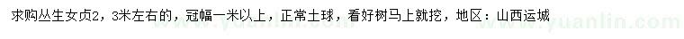 求購2、3米左右叢生女貞