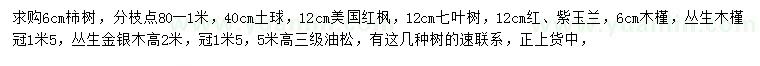 求購柿樹、美國紅楓、七葉樹等