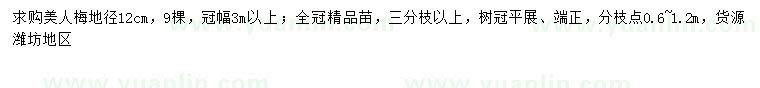 求購(gòu)地徑12公分美人梅
