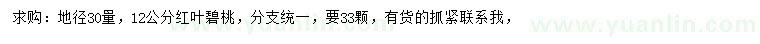 求購地徑30量12公分紅葉碧桃