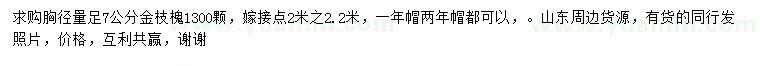 求購胸徑7公分金枝槐