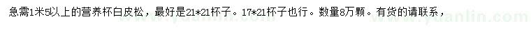 求購1.5米以上白皮松